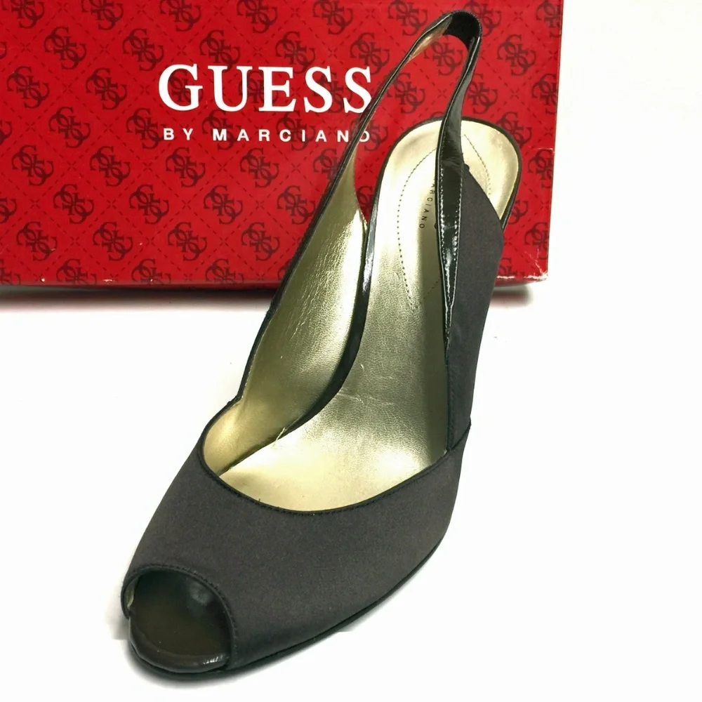 GUESS‎ Satin & Leather Slingback Heels